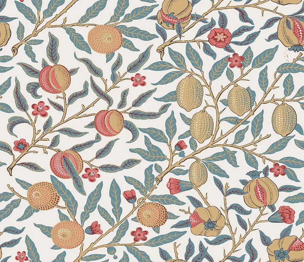 Pomegranate Wallpaper - Teal / Lemon - NextWall - NW48004 - Morris Wallpaper