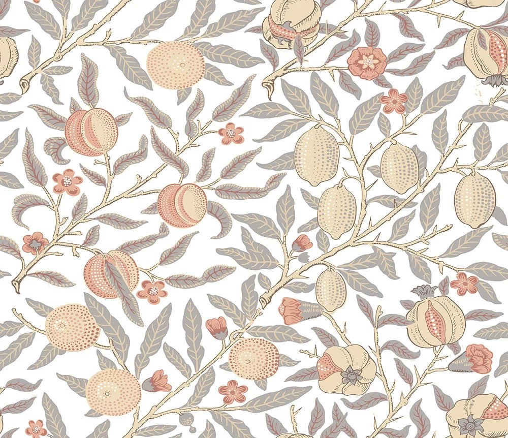 Pomegranate Wallpaper - White - NextWall - NW48003 - Morris Wallpaper