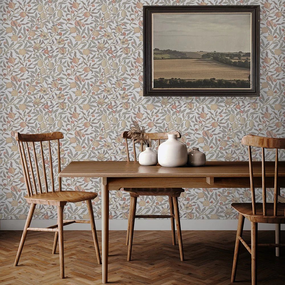 Pomegranate Wallpaper - White - NextWall - NW48003 - Morris Wallpaper