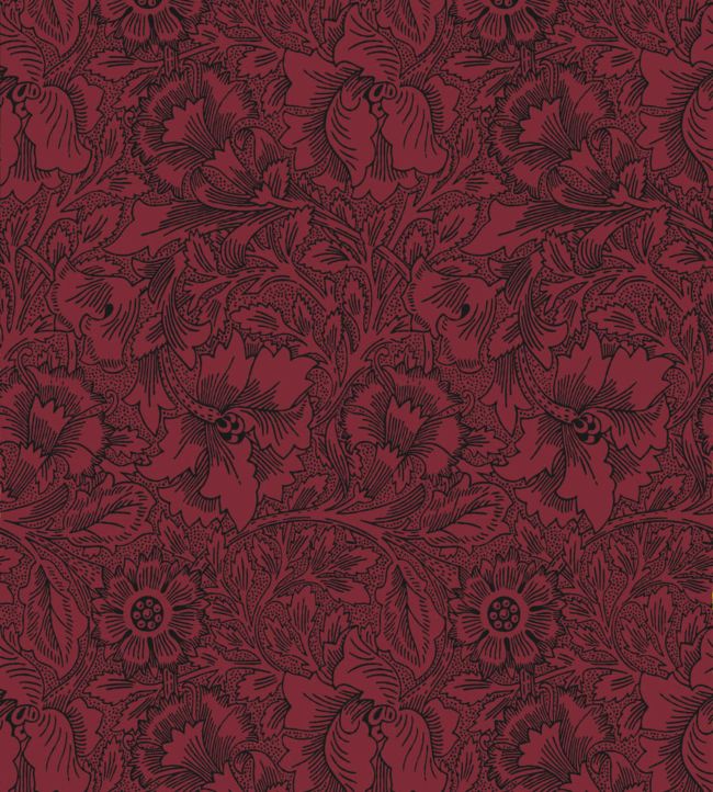Poppy Wallpaper - Claret - DBPW216956 - Morris & Co - Morris Wallpaper