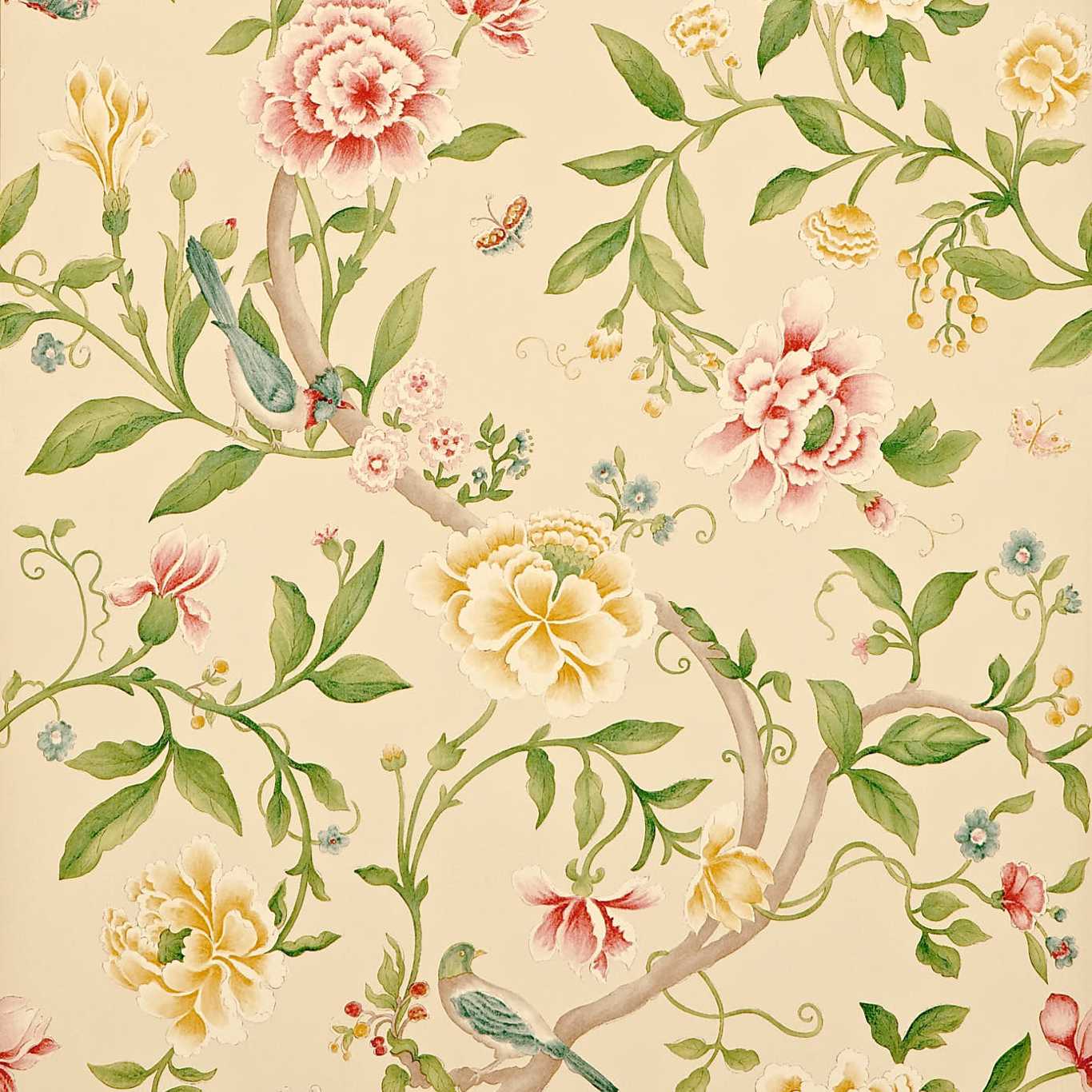 Porcelain Garden Wallpaper - Red/Beige - DCAVPO104 - Sanderson - One Sixty - Morris Wallpaper