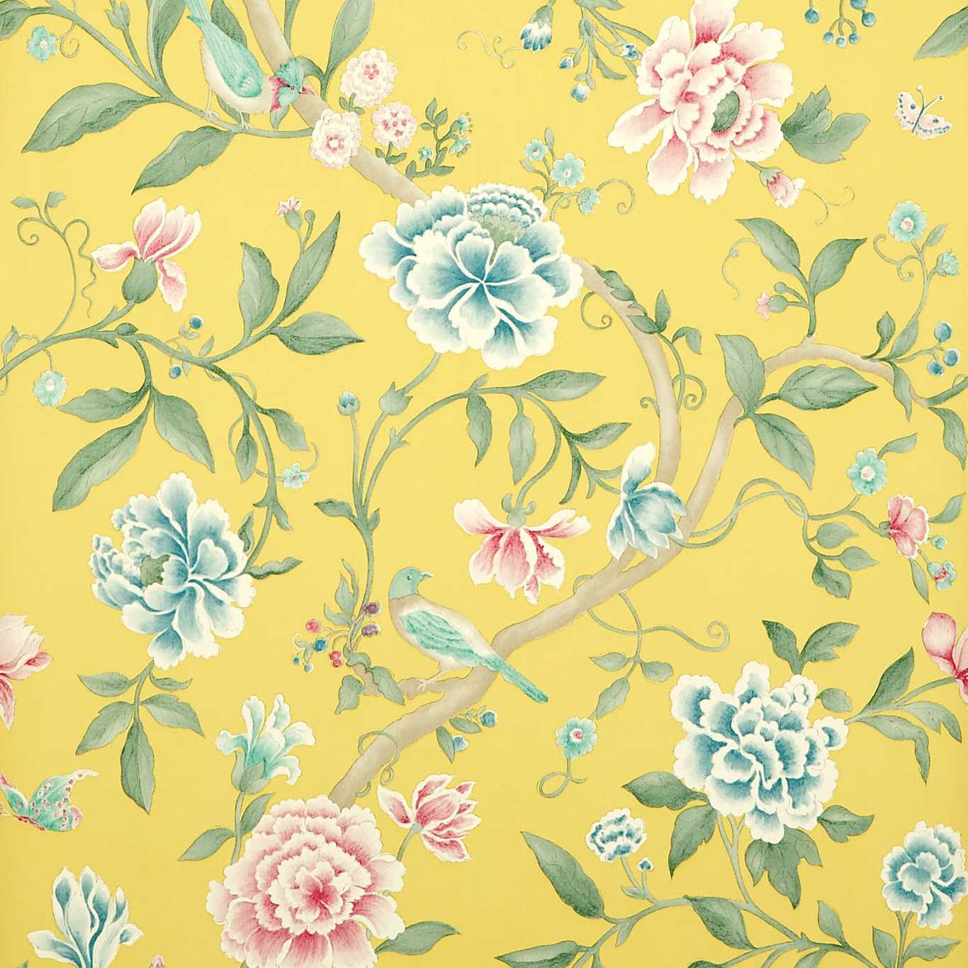 Porcelain Garden Wallpaper - Rose/Linden - DCAVPO102 - Sanderson - One Sixty - Morris Wallpaper