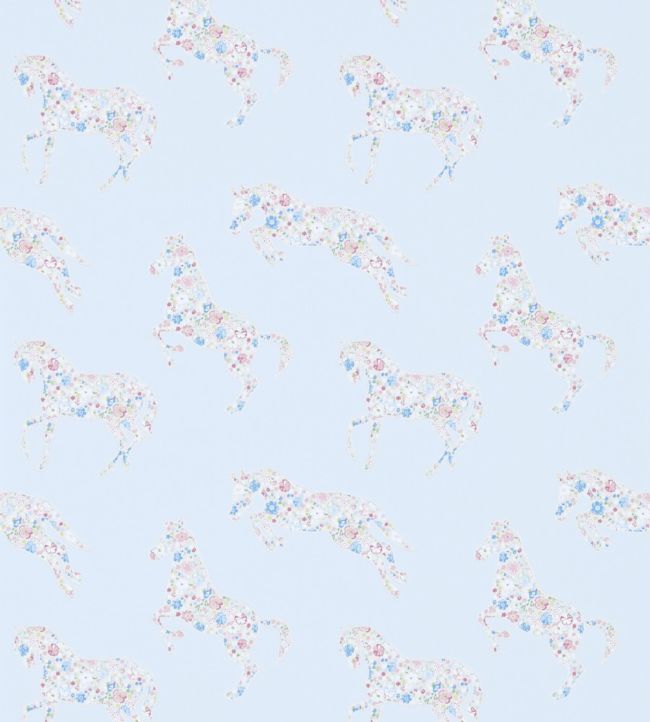 Pretty Ponies Wallpaper - Chintz/Blue - DLIT214035 - Sanderson - Morris Wallpaper