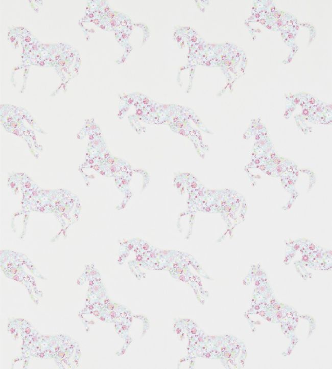 Pretty Ponies Wallpaper - Pink/Sky - DLIT214036 - Sanderson - Morris Wallpaper