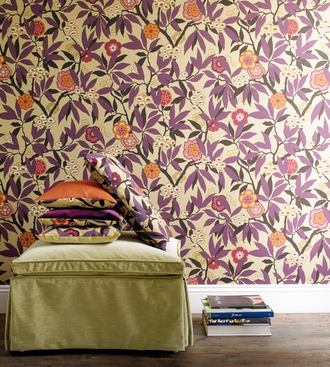 Primavera Wallpaper - Grape/Chocolate - DVIWPR102 - Sanderson - Morris Wallpaper