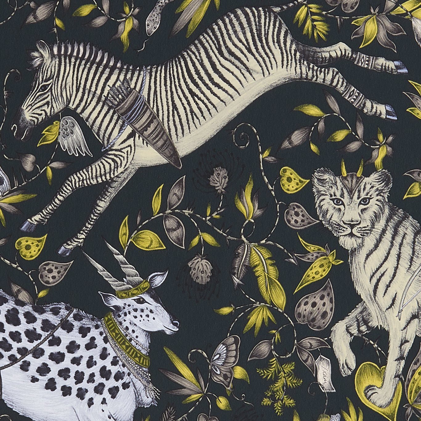 Protea Wallpaper - Charcoal - Clarke & Clarke - W0119/02 - Morris Wallpaper