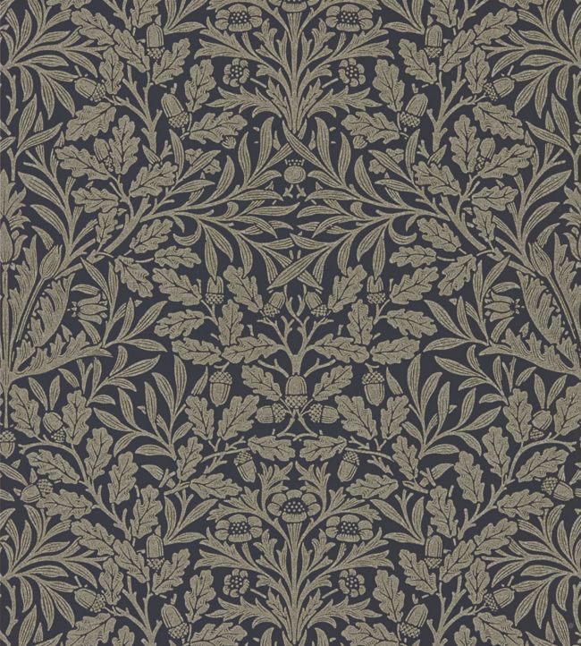 Pure Acorn Wallpaper - Charcoal/Gilver - 216033 - Morris & Co