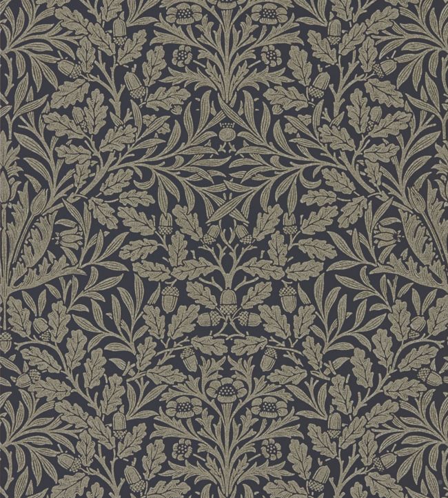 Pure Acorn Wallpaper - Charcoal/Gilver - DMPU216033 - Morris & Co - Morris Wallpaper