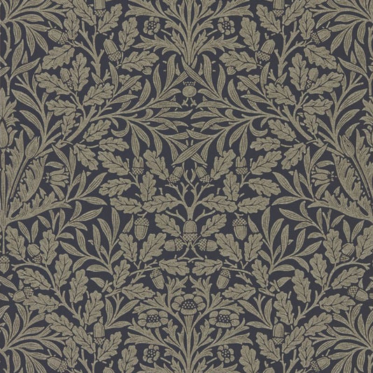 Pure Acorn Wallpaper - Charcoal/Gilver - Morris & Co - 216033 - Morris Wallpaper