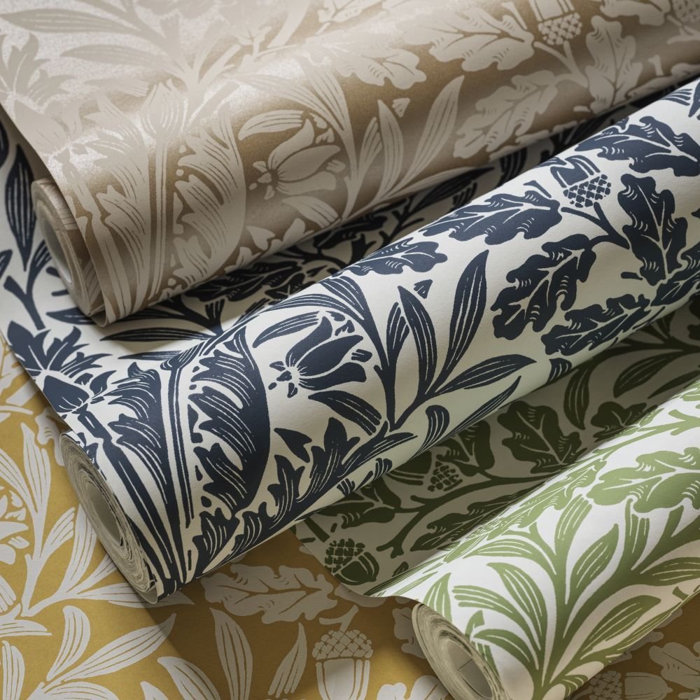 Pure Acorn Wallpaper - Denim Blue - 217400 - Morris Wallpaper WD