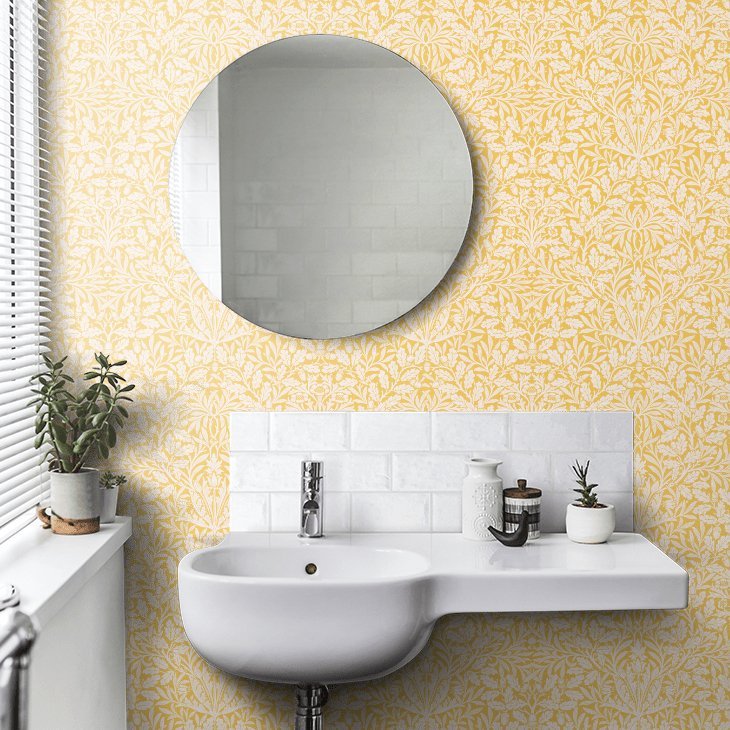 Pure Acorn Wallpaper - Lemon - 217404 - Morris Wallpaper WD - Morris Wallpaper