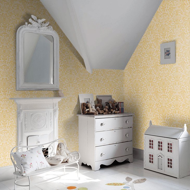 Pure Acorn Wallpaper - Lemon - 217404 - Morris Wallpaper WD - Morris Wallpaper