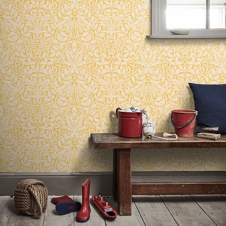 Pure Acorn Wallpaper - Lemon - 217404 - Morris Wallpaper WD - Morris Wallpaper