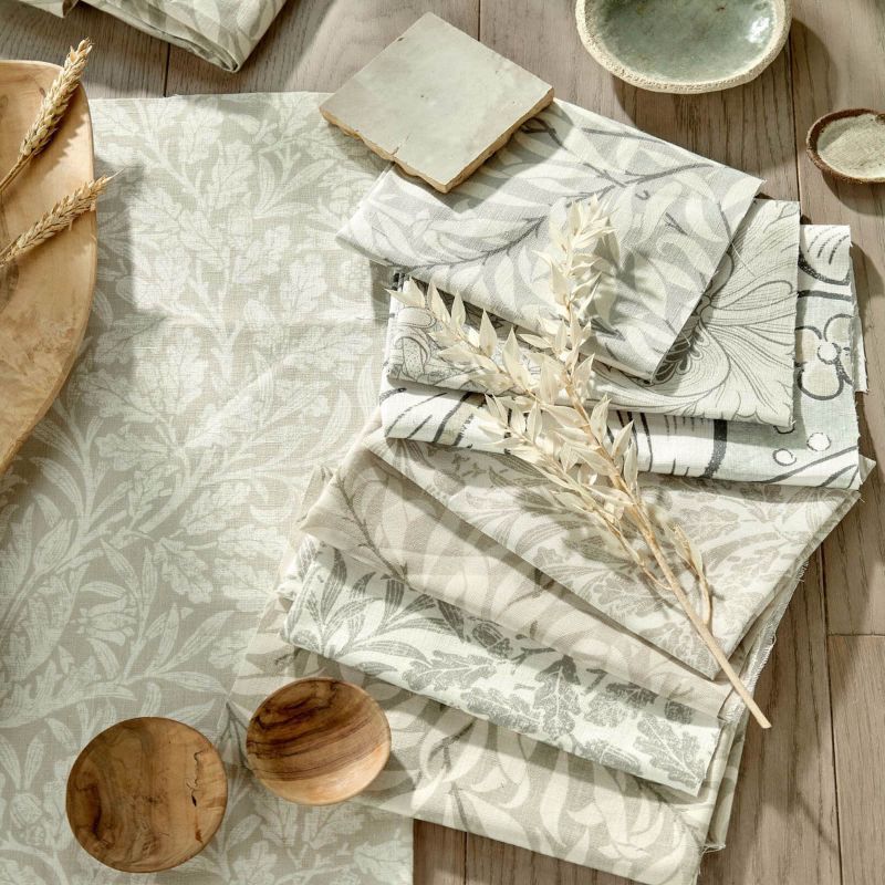 Pure Acorn Wide Width Fabric - Stone - Morris & Co - 227277 - Premier Wallcovering