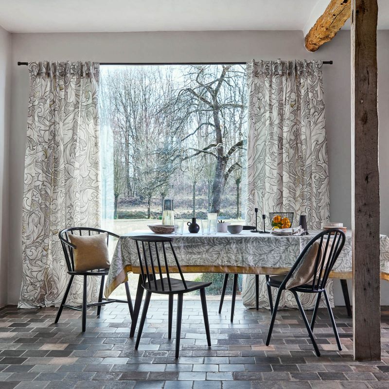 Pure Bachelors Button Print Fabric - Black Ink - Morris & Co - 226485 - Premier Wallcovering