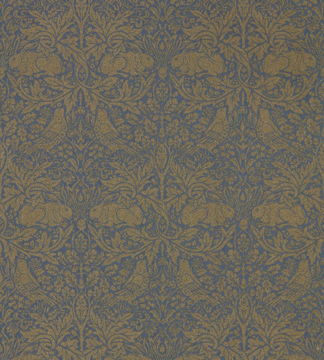 Pure Brer Rabbit Wallpaper - Ink/Gold - DMPN216530 - Morris & Co - Morris Wallpaper