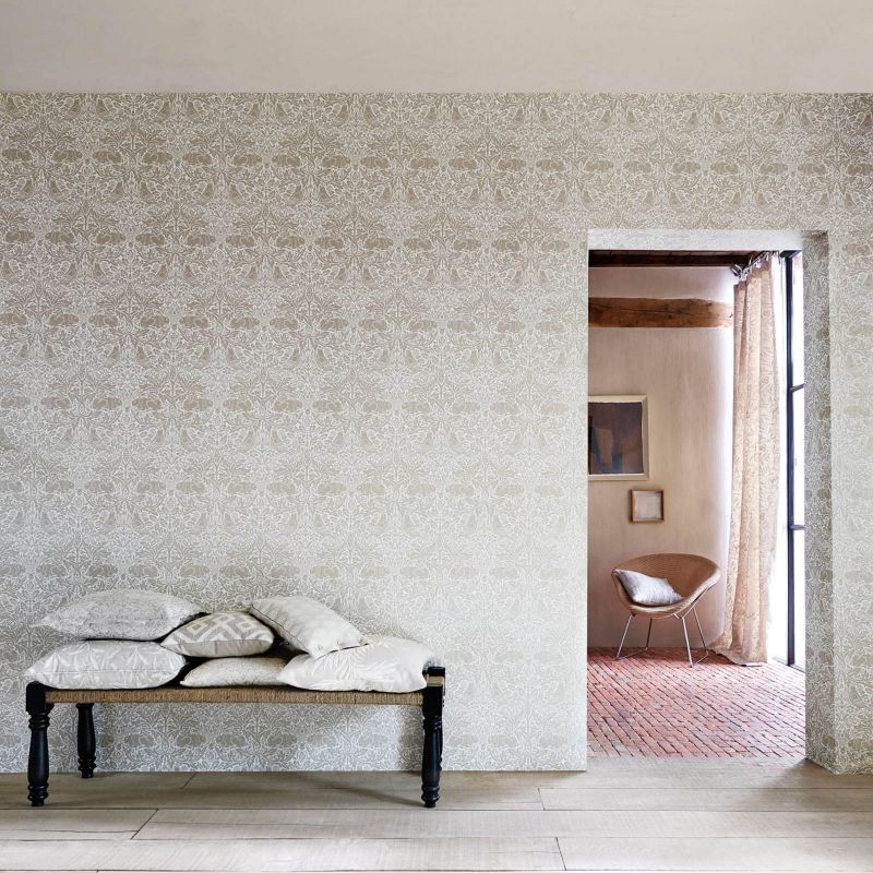 Pure Brer Rabbit Wallpaper - White Clover - Morris & Co - 216534 - Morris Wallpaper