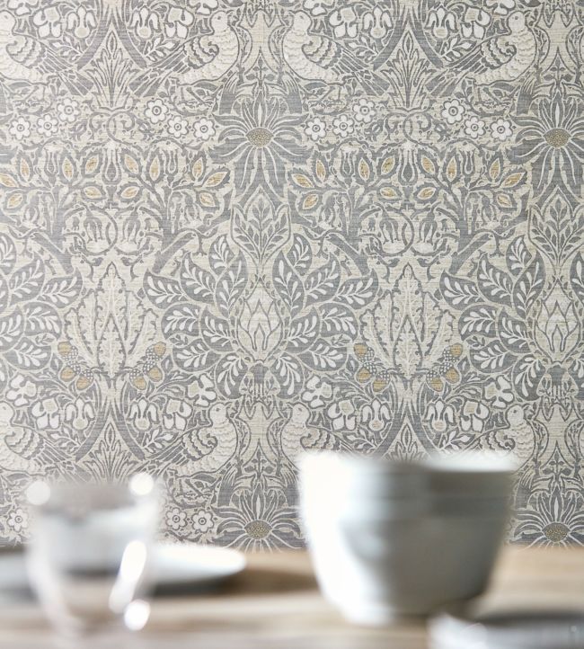 Pure Dove & Rose Wallpaper - Cloud Grey - 216520 - Morris & Co - Morris Wallpaper