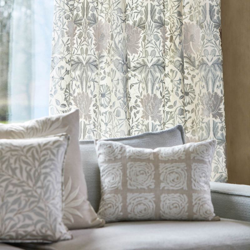 Pure Honeysuckle & Tulip Embroidery Fabric - Inky Purple - Morris & Co - 236632 - Premier Wallcovering