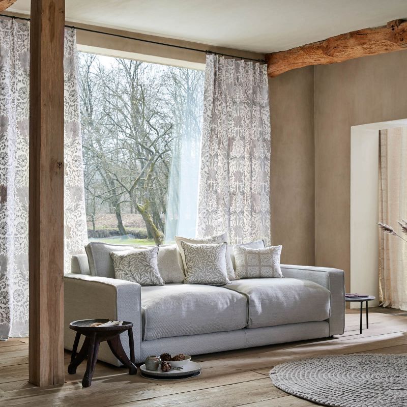 Pure Honeysuckle & Tulip Embroidery Fabric - Inky Purple - Morris & Co - 236632 - Premier Wallcovering