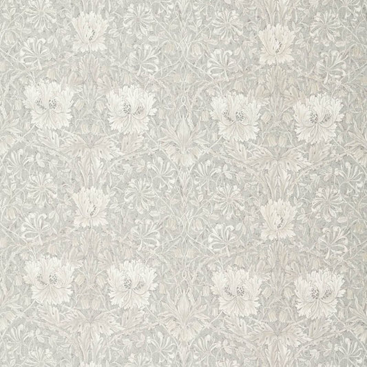 Pure Honeysuckle & Tulip Print Fabric - Light Grey Blue - Morris & Co - 226481 - Premier Wallcovering