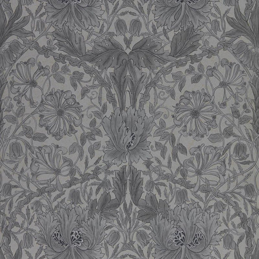 Pure Honeysuckle & Tulip Wallpaper - Black Ink - Morris & Co - 216523 - Morris Wallpaper