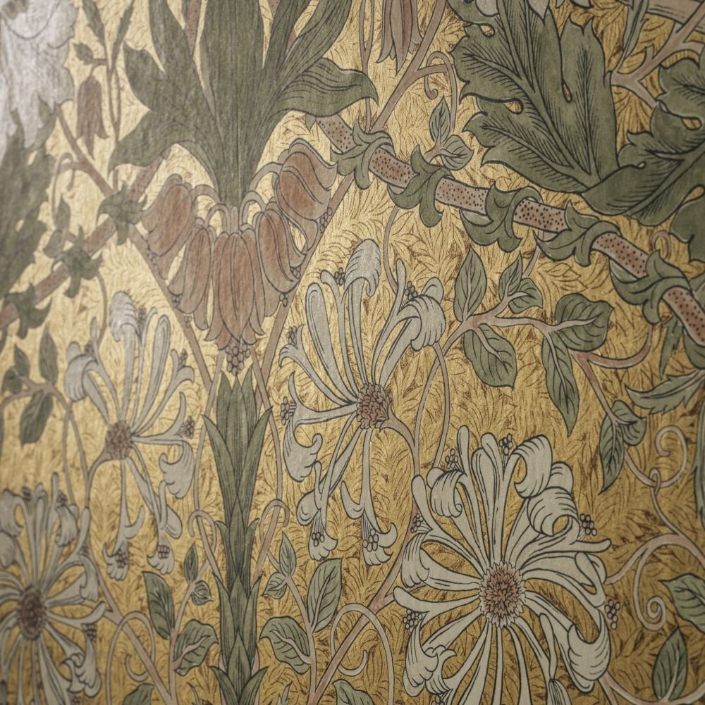 Pure Honeysuckle & Tulip Wallpaper - Gold - 217384 - Morris Wallpaper WD