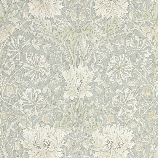 Pure Honeysuckle & Tulip Wallpaper - Grey Blue - Morris & Co - 216525 - Morris Wallpaper