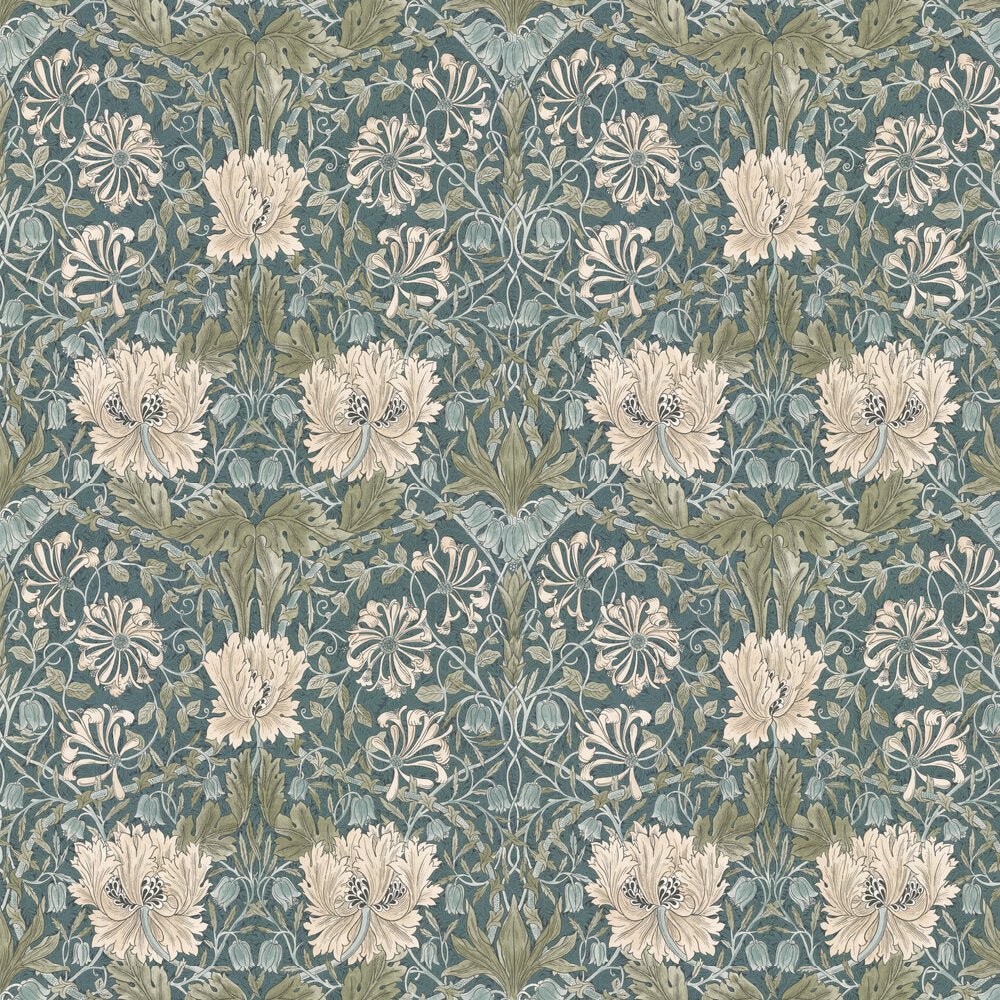 Pure Honeysuckle & Tulip Wallpaper - Peacock - 217385 - Morris Wallpaper WD