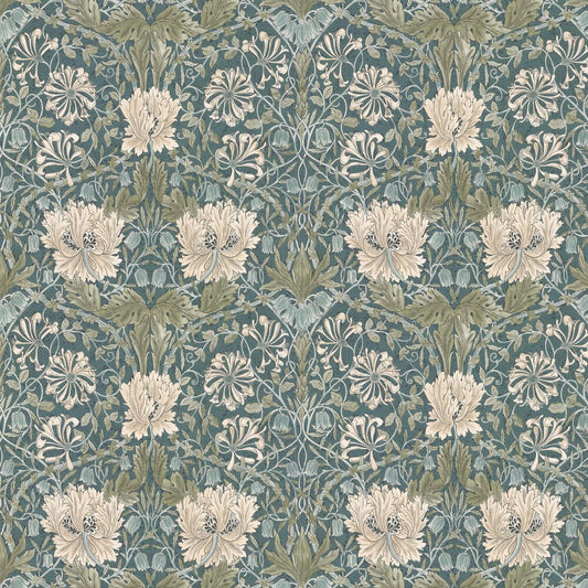 Pure Honeysuckle & Tulip Wallpaper - Peacock - 217385 - Morris Wallpaper WD