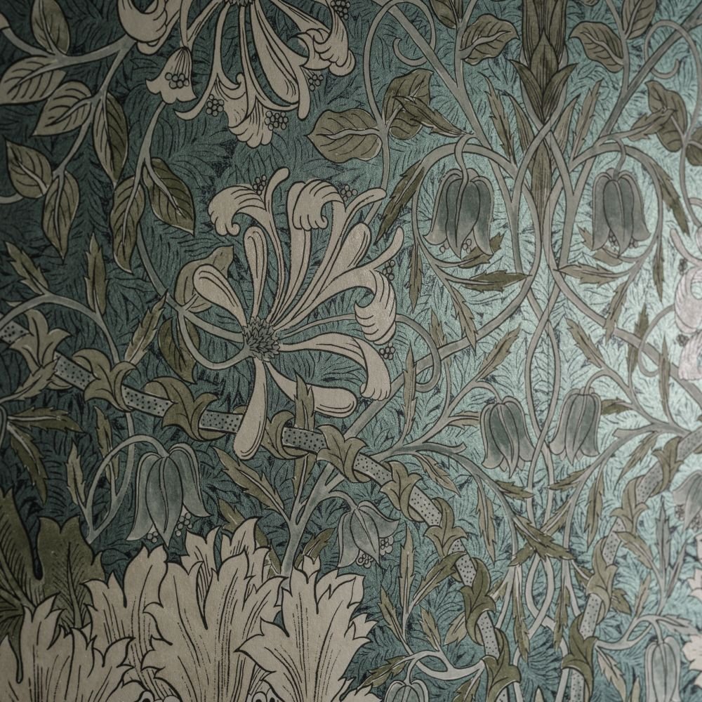 Pure Honeysuckle & Tulip Wallpaper - Peacock - 217385 - Morris Wallpaper WD