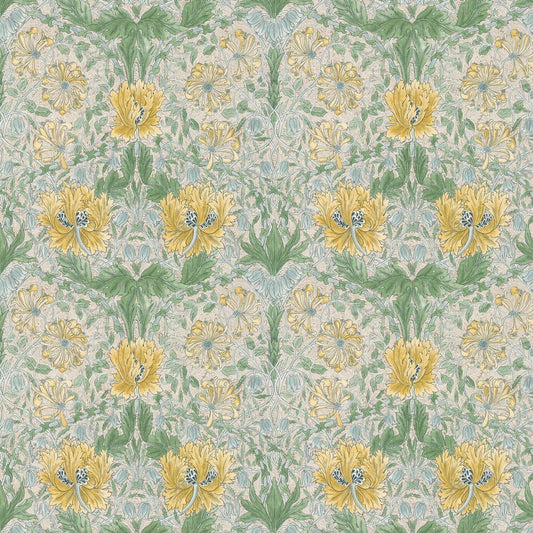 Pure Honeysuckle & Tulip Wallpaper - Sunflower / Thyme - 217386 - Morris Wallpaper WD