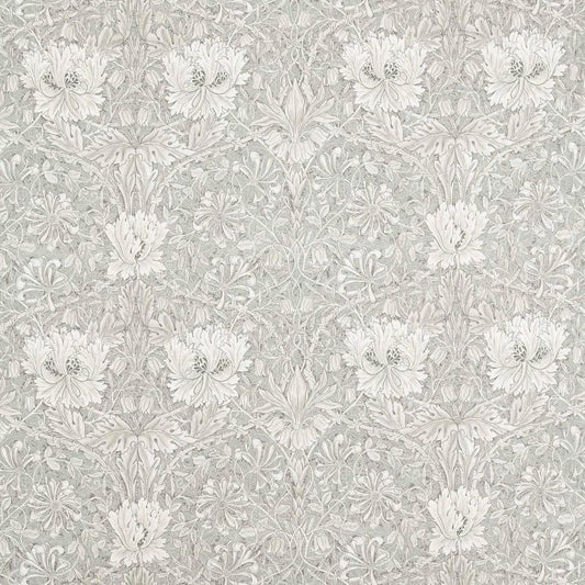 Pure Honeysuckle & Tulip Wide Width Fabric - Soft Mint/Grey - Morris & Co - 227289 - Premier Wallcovering