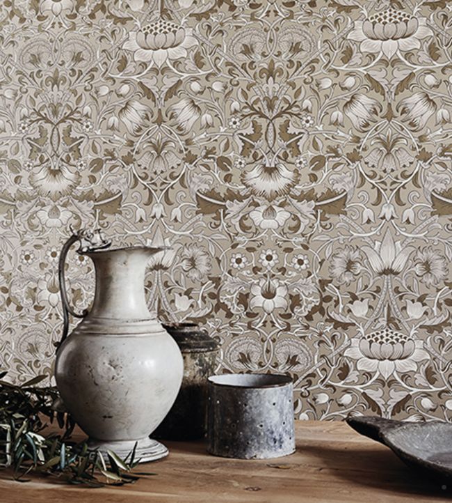 Pure Lodden Wallpaper - Charcoal/Gold - 216027 - Morris & Co - Morris Wallpaper