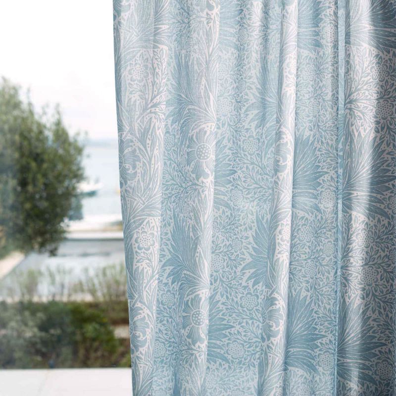 Pure Marigold Sheer Wide Width Fabric - Soft Blue - Morris & Co - 227295 - Premier Wallcovering