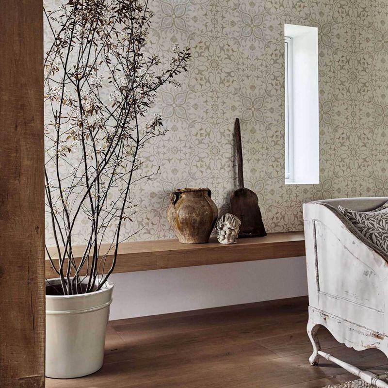 Pure Net Ceiling Wallpaper - Ecru/Linen - Morris & Co - 216039 - Morris Wallpaper