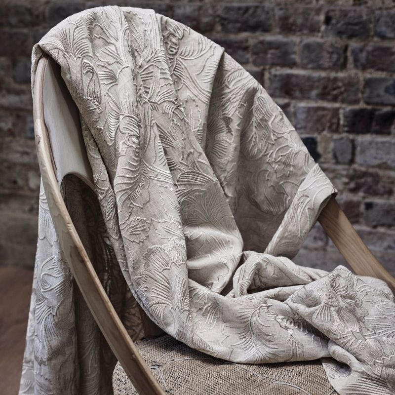 Pure Poppy Embroidery Fabric - Wild Mint - Morris & Co - 236078 - Premier Wallcovering