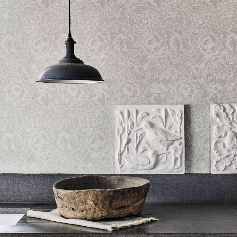 Pure Poppy Wallpaper - Cream/Gold - Morris & Co - 216035 - Morris Wallpaper