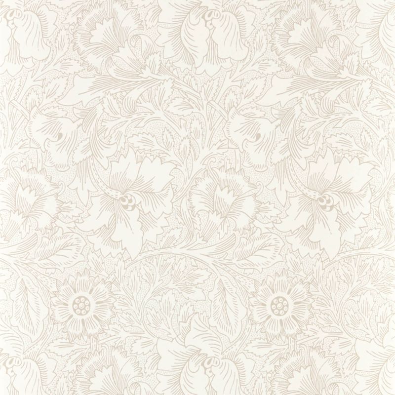 Pure Poppy Wallpaper - Ecru/Stone - Morris & Co - 216034 - Morris Wallpaper