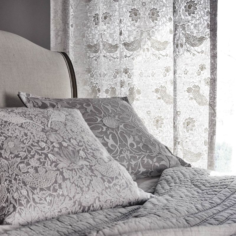 Pure Strawberry Thief Embroidery Fabric - Flax - Morris & Co - 236071 - Premier Wallcovering