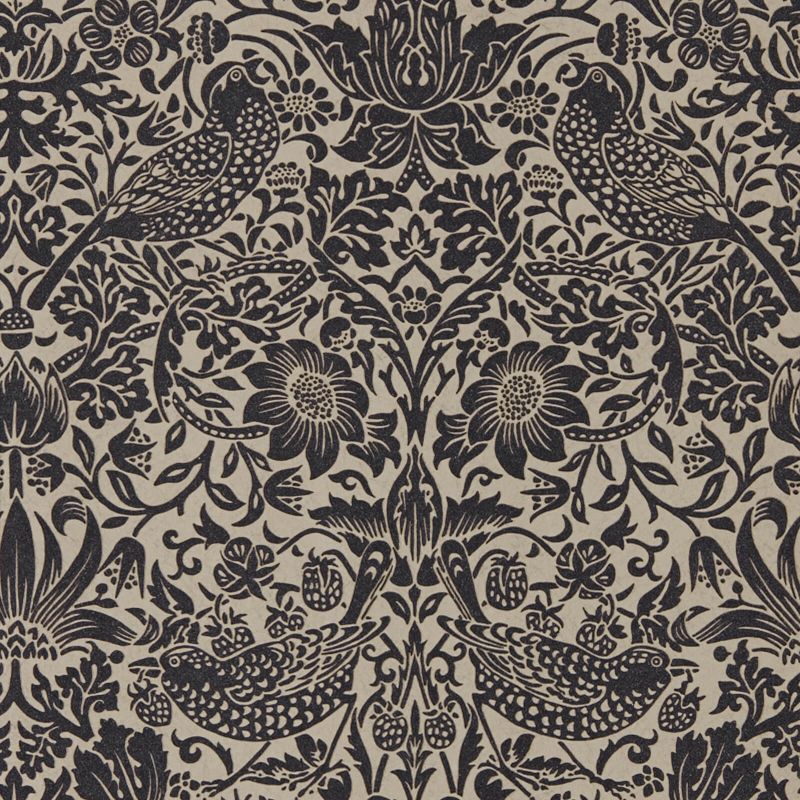 Pure Strawberry Thief Wallpaper - Gilver/Graphite - Morris & Co - 216018 - Morris Wallpaper