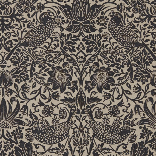 Pure Strawberry Thief Wallpaper - Gilver/Graphite - Morris & Co - 216018 - Morris Wallpaper