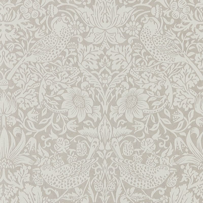 Pure Strawberry Thief Wallpaper - Silver/Stone - Morris & Co - 216017 - Morris Wallpaper