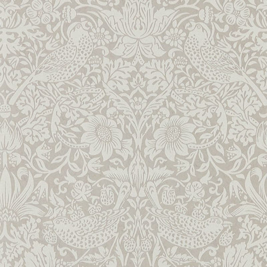 Pure Strawberry Thief Wallpaper - Silver/Stone - Morris & Co - 216017 - Morris Wallpaper