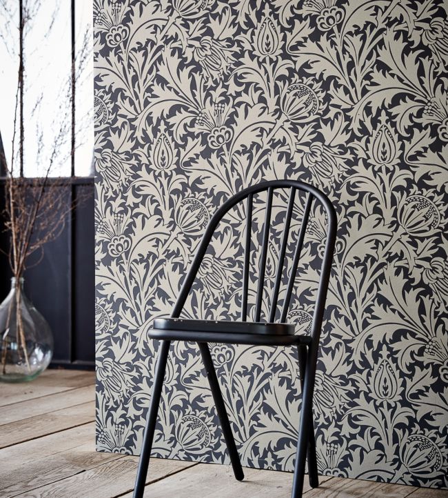 Pure Thistle Wallpaper - Black Ink - 216549 - Morris & Co - Morris Wallpaper