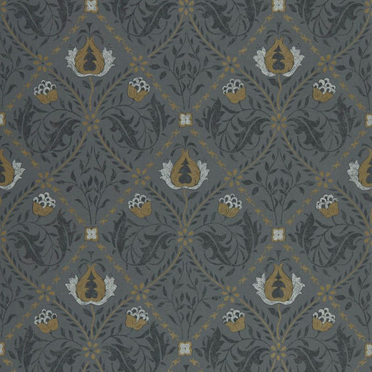 Pure Trellis Wallpaper - Black Ink - Morris & Co - 216527 - Morris Wallpaper