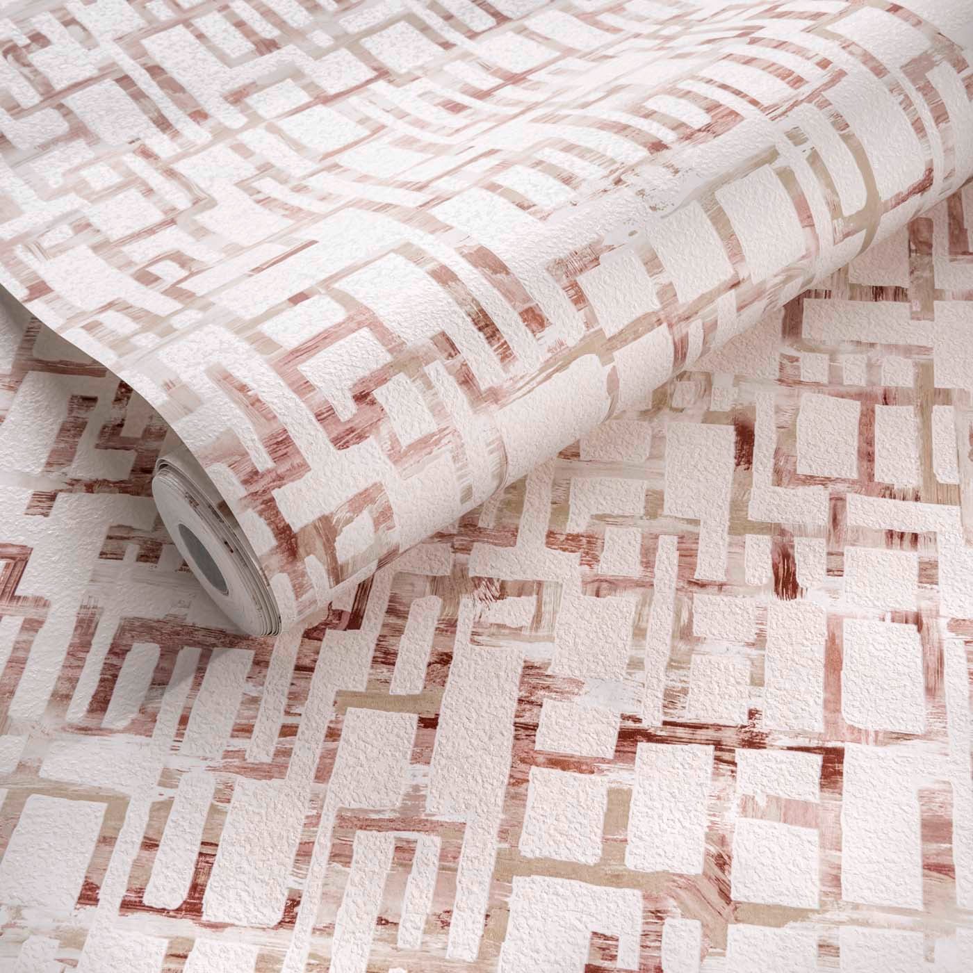 Quadrata Wallpaper - Blush - Clarke & Clarke - W0184/01 - Morris Wallpaper