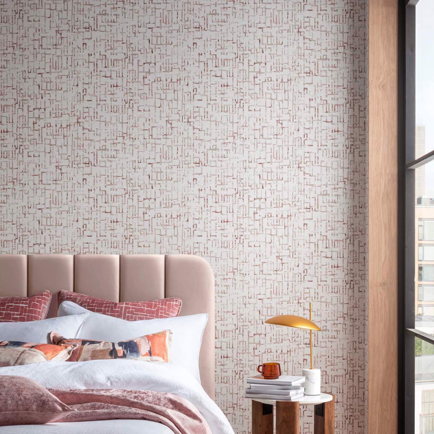 Quadrata Wallpaper - Blush - Clarke & Clarke - W0184/01 - Morris Wallpaper