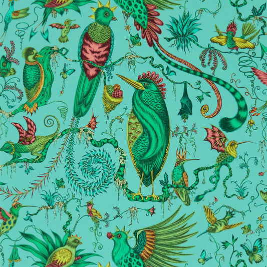 Quetzal Wallpaper - Aqua - Clarke & Clarke - W0217/01 - Morris Wallpaper