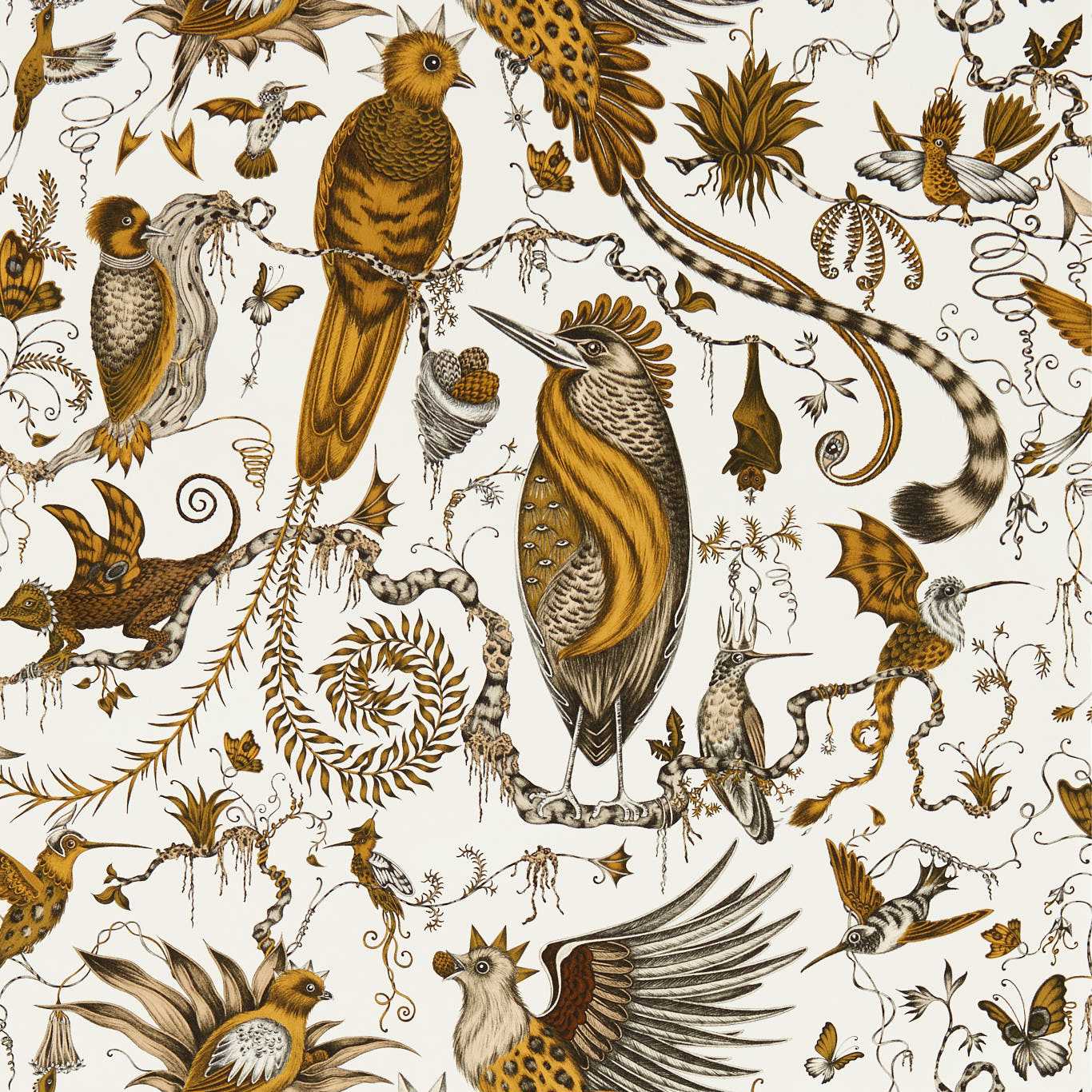 Quetzal Wallpaper - Gold - Clarke & Clarke - W0217/02 - Morris Wallpaper